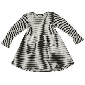 Bean's Baby Girls Black White Striped Long Sleeve Pockets A-line Dress 18-24M